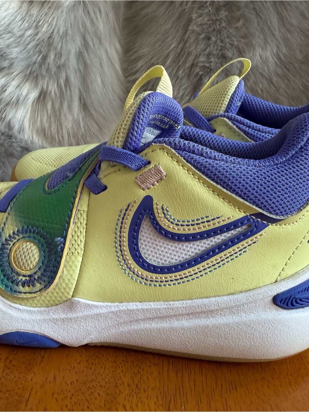 Nike Kids Yellow & Purple Sneakers - Picture 3 of 4